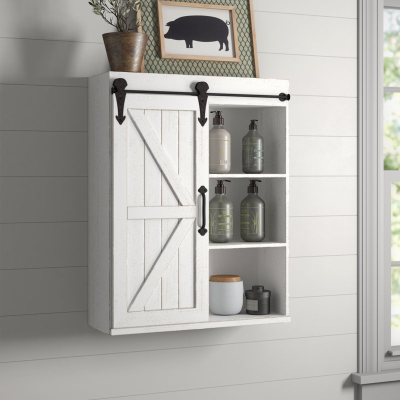 August Grove Aghan 21 75 W X 27 75 H X 8 D Solid Wood Wall Mounted Bathroom Cabinet Reviews