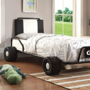 Go to store & view more images Olevia Racer Leatherette Twin Upholstered Platform Bed by Zoomie Kids