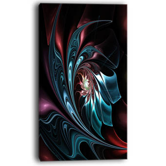 Designart Blue Abstract Floral Shapes Large Floral Graphic Art On