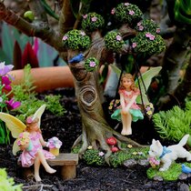 Fairy Girl Tree Swing Mini Figurine Garden Accessory Dollhouse Decor Ornament 