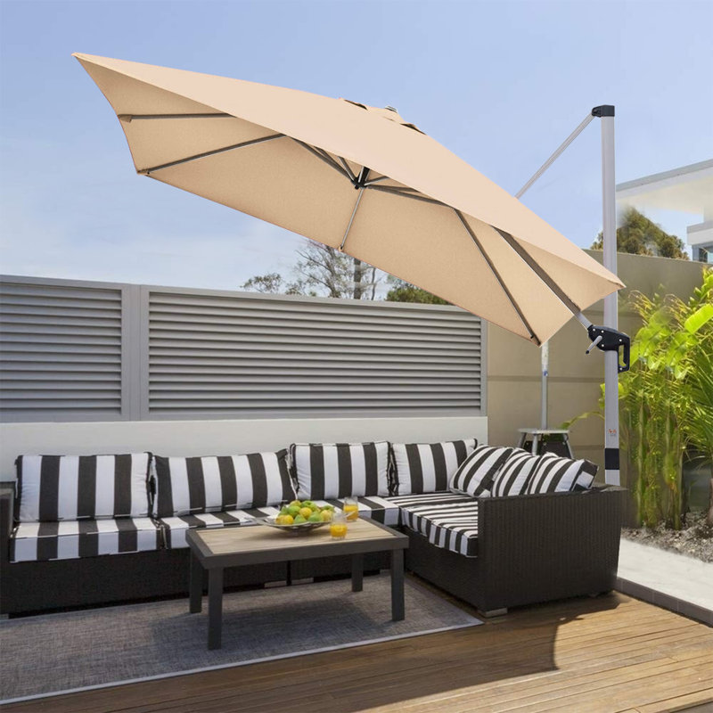 Freeport Park 10 Ft 360 Degree Tilt Aluminum Square Patio Offset Cantilever Umbrella Tan Wayfair Ca