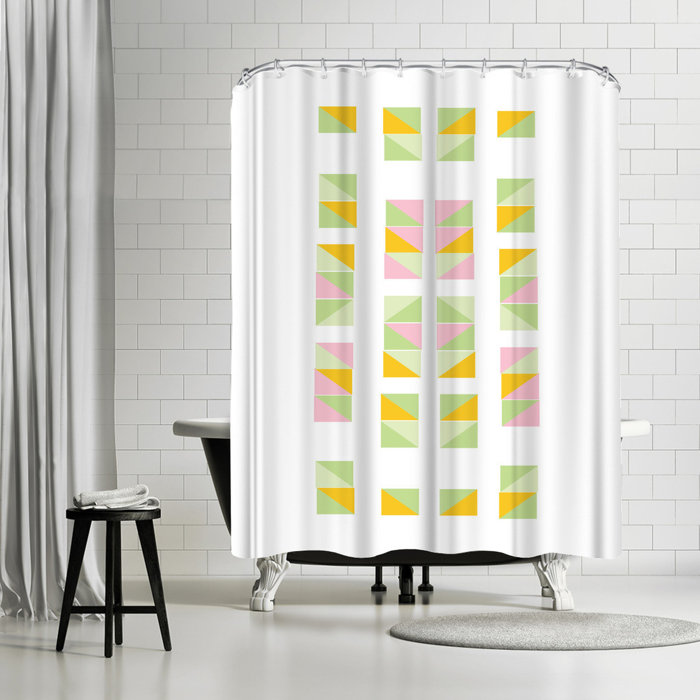 East Urban Home Ashlee Rae Mustard Tracks Single Shower Curtain