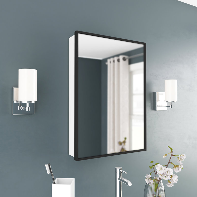 Latitude Run Trae Surface Mount Framed 1 Door Medicine Cabinet With 2 Adjustable Shelves Reviews Wayfair