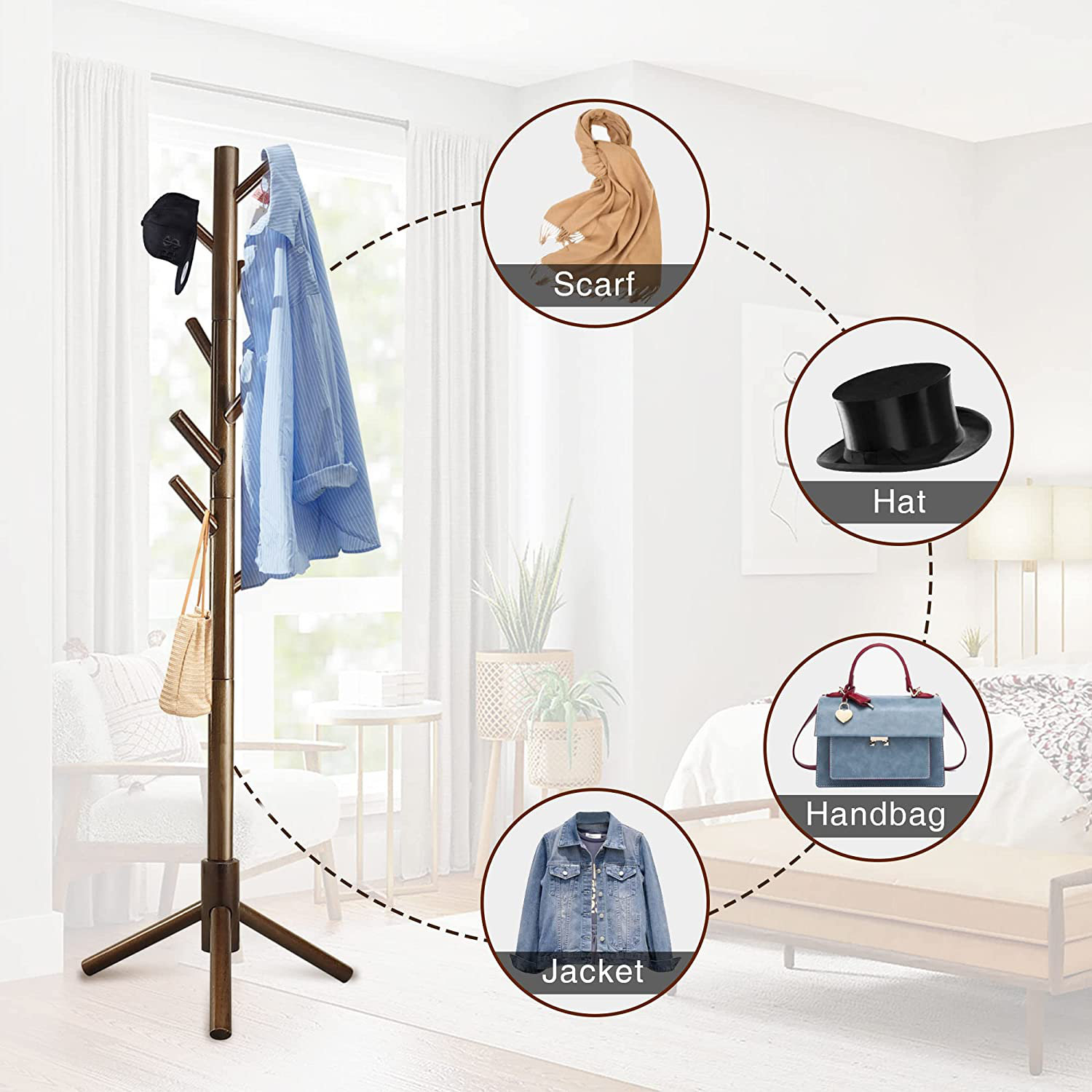 Ebern Designs Druzella 17.7'' Wide Solid Wood 8 Hook Freestanding