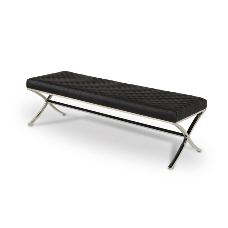 Orren Ellis Osya X Shaped Legs Faux Leather Bench Wayfair