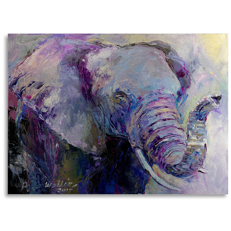 Trademark Art Blue Elephant Acrylic Painting Print On Brushed