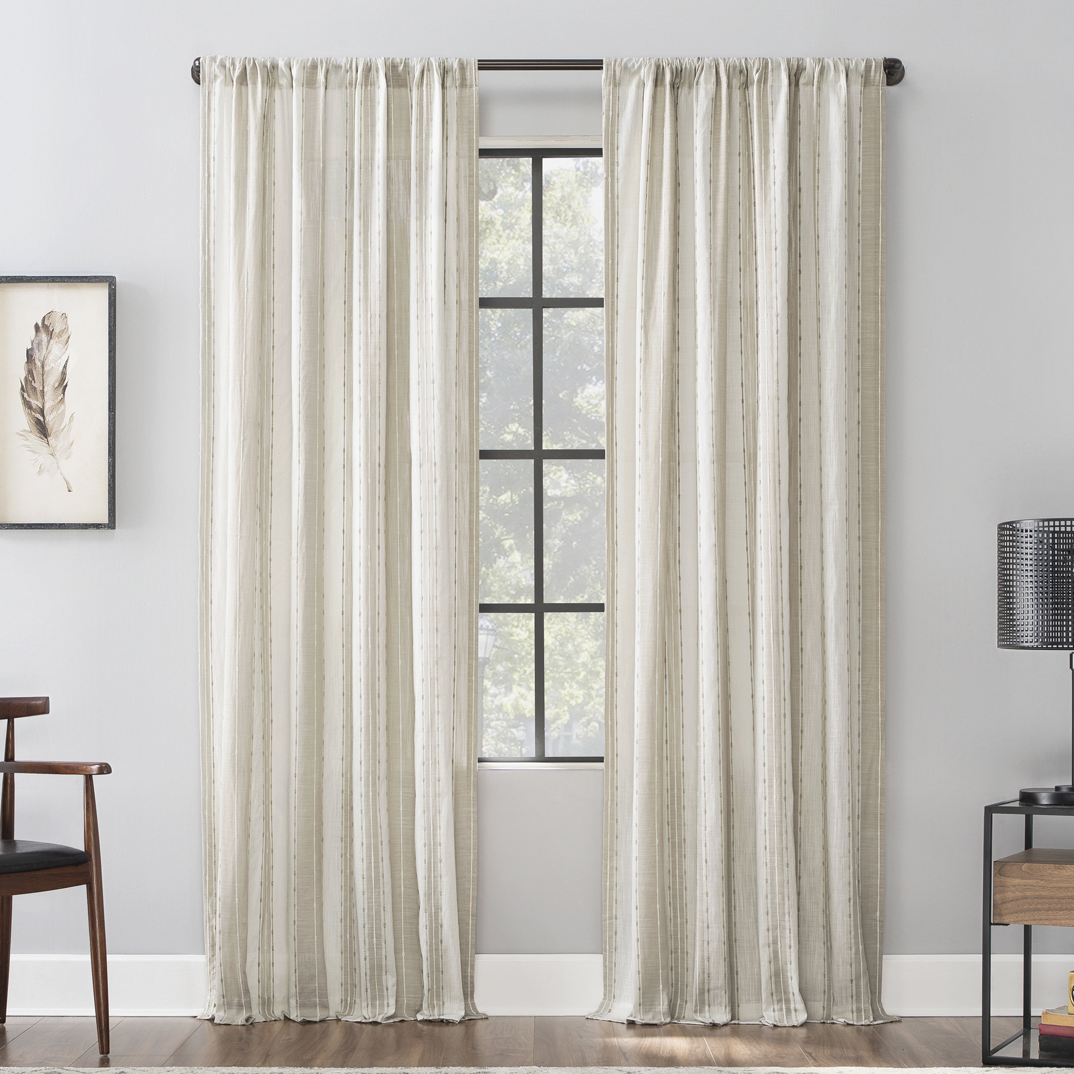 Allmodern Senita Slub Texture 100 Cotton Striped Sheer Rod Pocket Single Curtain Panel Reviews Wayfair