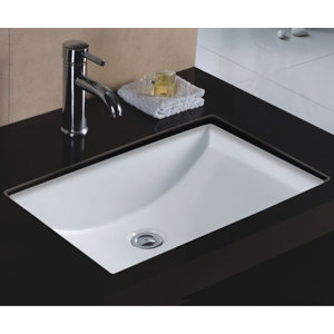 Rhythm Series Ceramic Lavatory Rectangular Undermount Bathroom Sink with Overflow