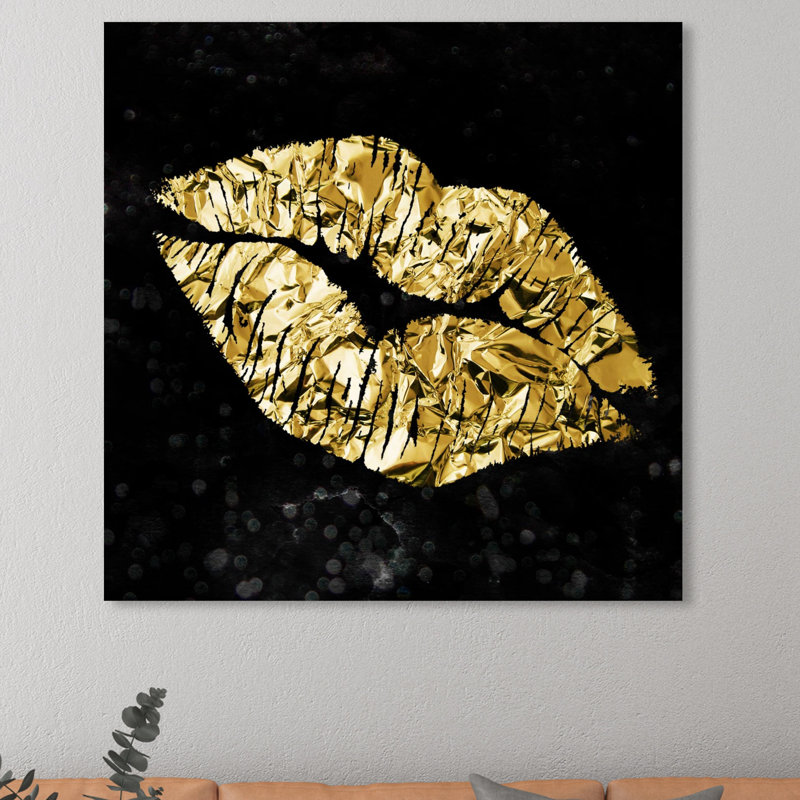 Oliver Gal Gold And Black Kiss Graphic Art On Canvas Wayfair