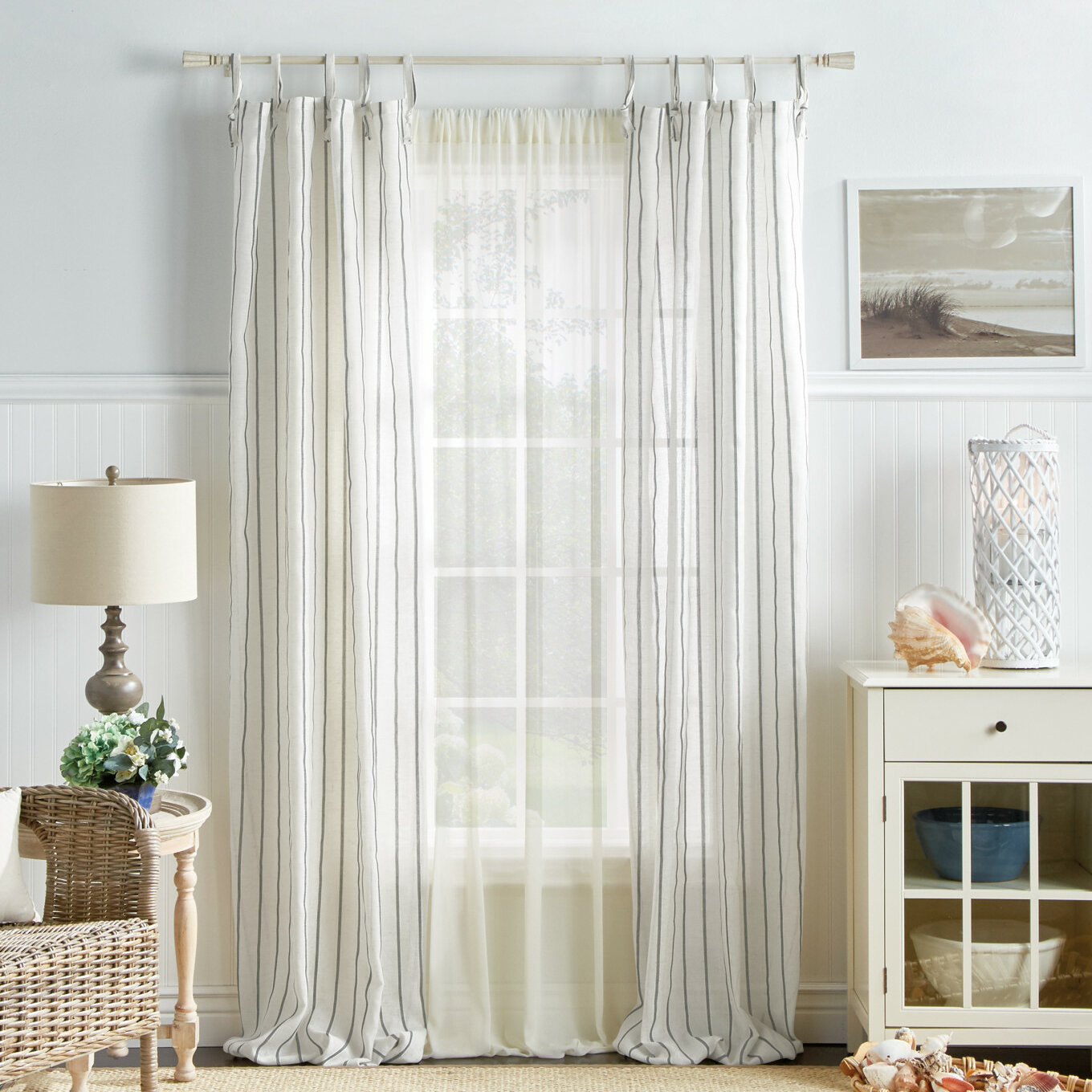 Martha Stewart Laguna Striped Semi Sheer Tab Top Curtain Panels Reviews Wayfair