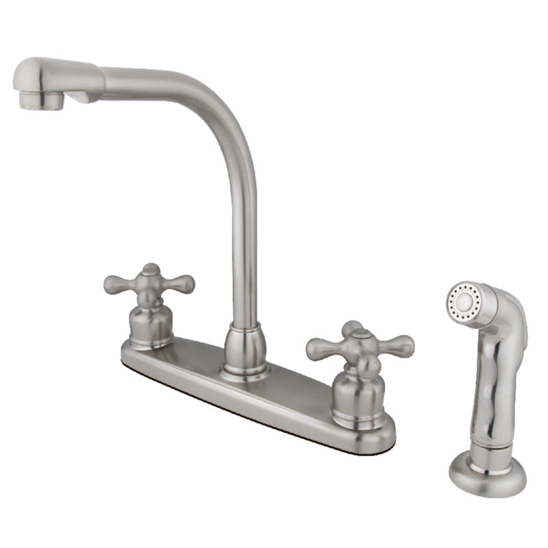 Kingston Brass Victorian High Arch Double Handle Kitchen Faucet With Side Spray Reviews Wayfair
