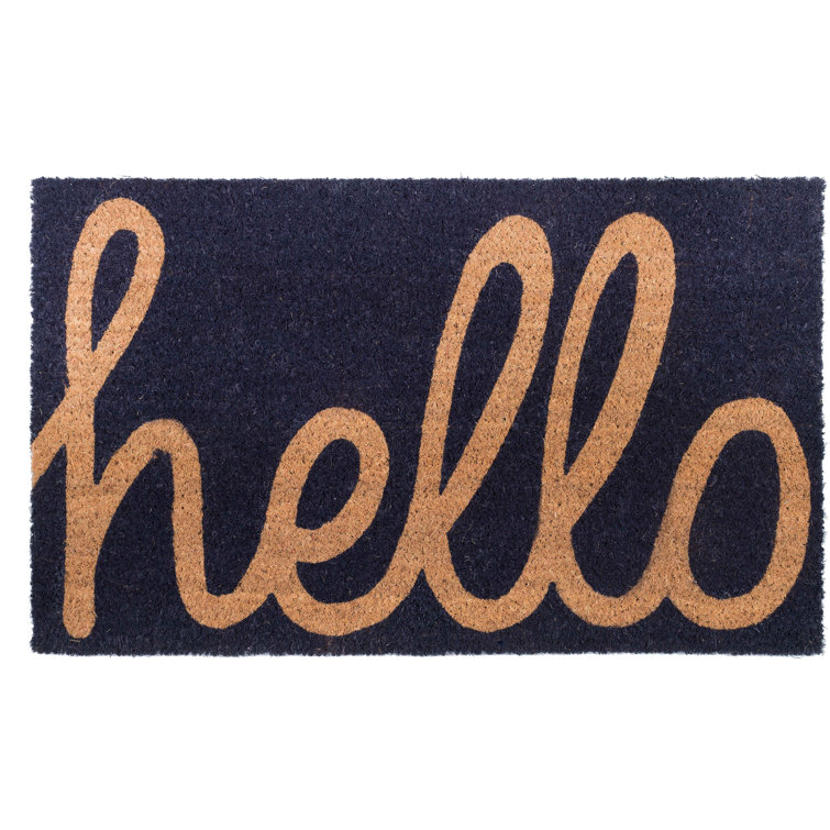 Ivy Bronx Shaunte Cursive Hello Non Slip Rubber 18 In X 30 In Non Slip Door Mat Reviews Wayfair
