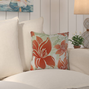Costigan Tree Mallow Floral Print Outdoor Throw Pillow