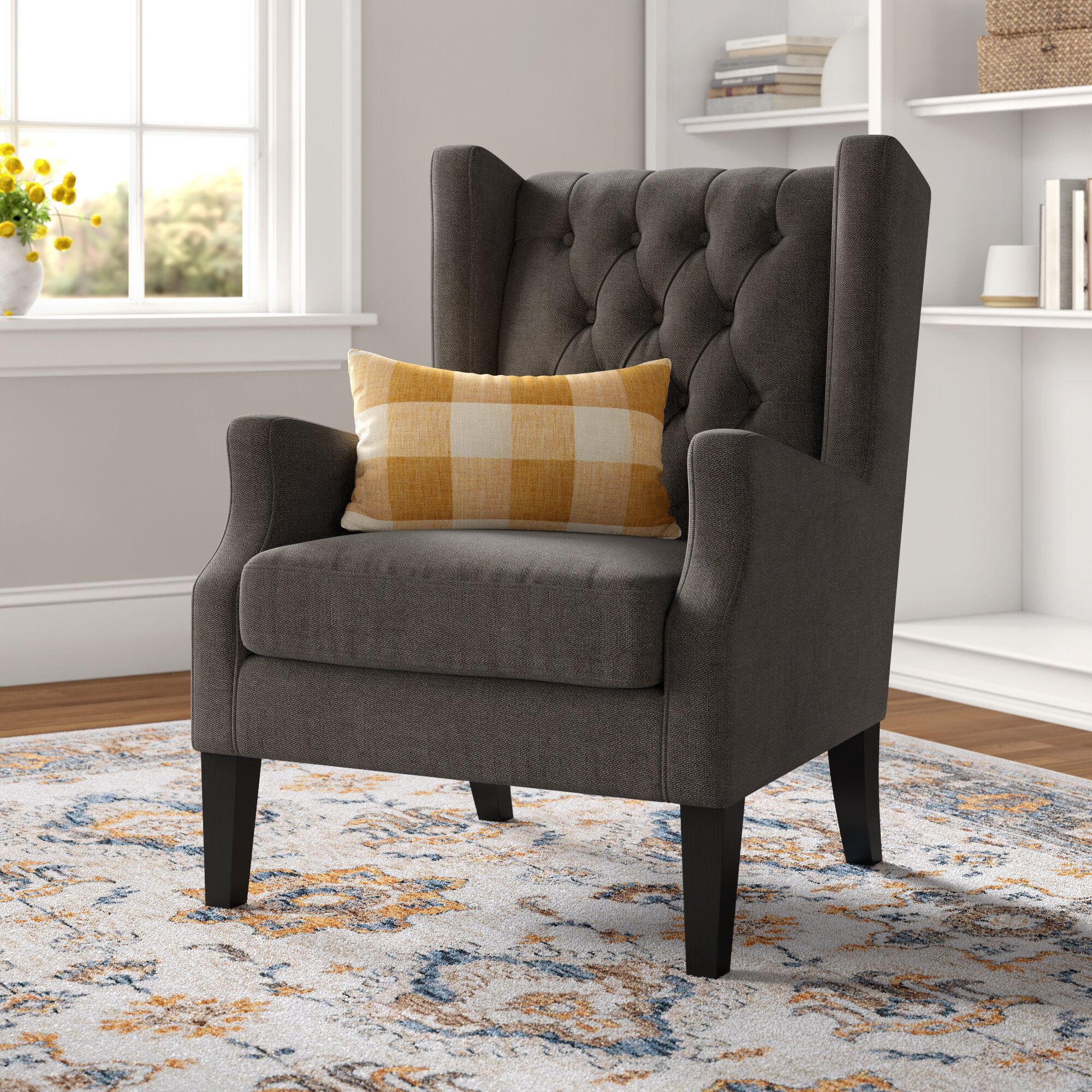 elroy wingback chair and ottoman alcott hill fabric