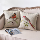 Bird Embroidered Pillow Wayfair