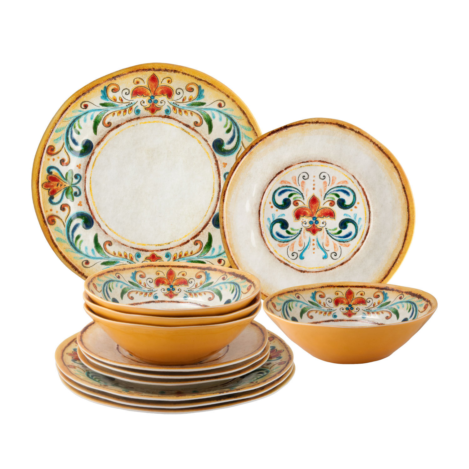 California Palm Melamine Dinnerware Set Plates 12 Pcs Dinnerware Set Melamine Plates 12 Pcs