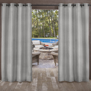 Champine Solid Room Darkening Outdoor Grommet Curtain Panels (Set of 2)