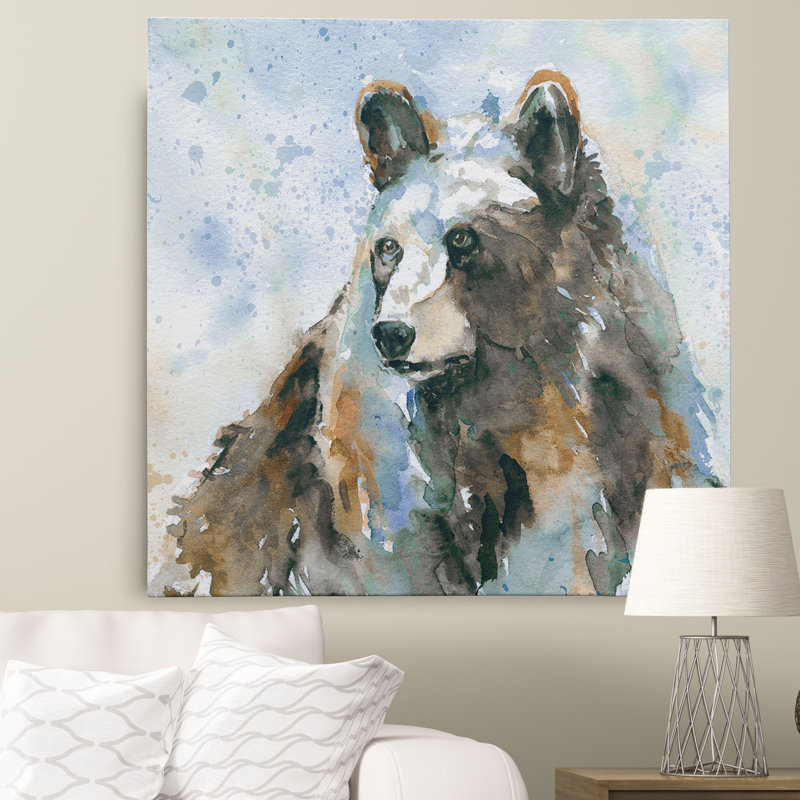 Millwood Pines Black Bear On Blue By Carol Robinson Painting
