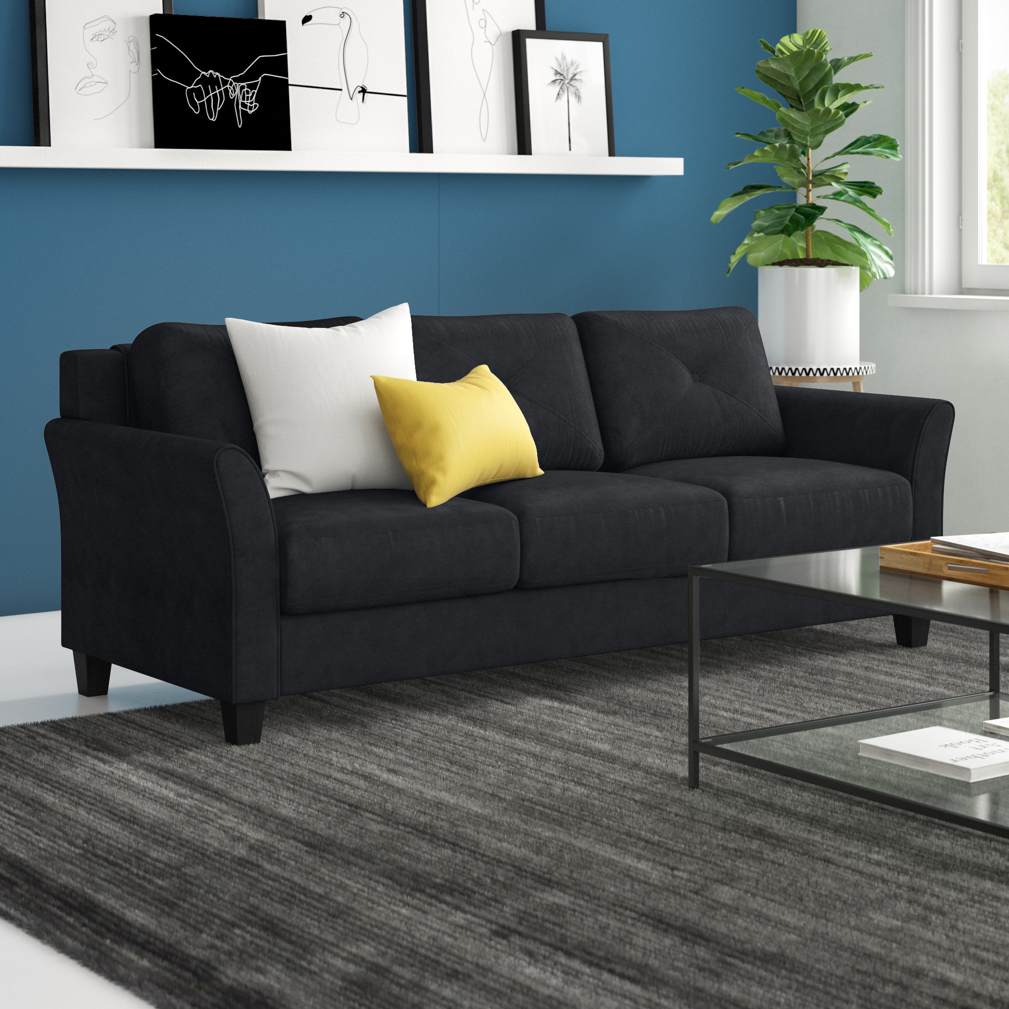 Zipcode Design Ibiza Microfiber 80 3 Flared Arm Sofa Reviews Ibiza Microfiber 80 3 Flared Arm Sofa