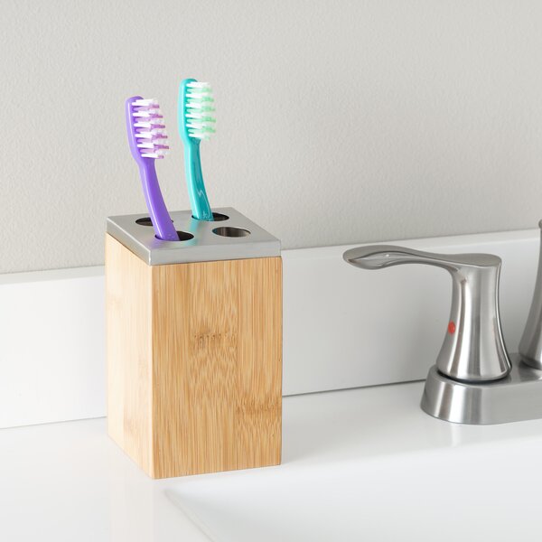 Modern Storage Cup for Bathroom Accessories White//Chrome iDesign Toothbrush Holder Small Makeup Brush Holder and Toothbrush Stand Made of Ceramic and Metal