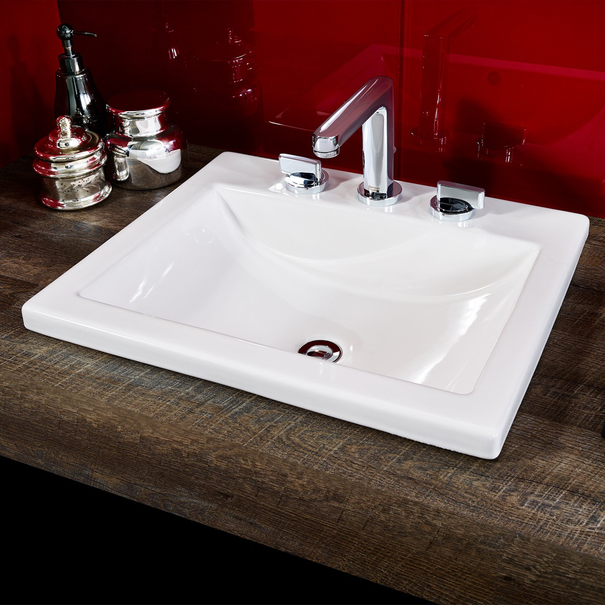 American Standard Studio Vitreous China Rectangular DropIn Bathroom Sink with Overflow