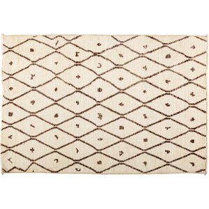 Moroccan Hand-Knotted Beige Area Rug