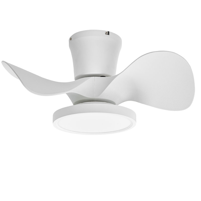Laurenzo 3 - Blade LED Flush Mount Ceiling Fan with Remote Control and Light Kit Included Finish: Black, Size: 22"