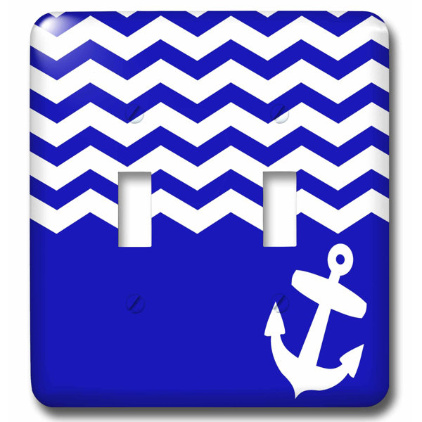 3drose Chevron With Nautical Anchor 2 Gang Toggle Light Switch Wall Plate Wayfair