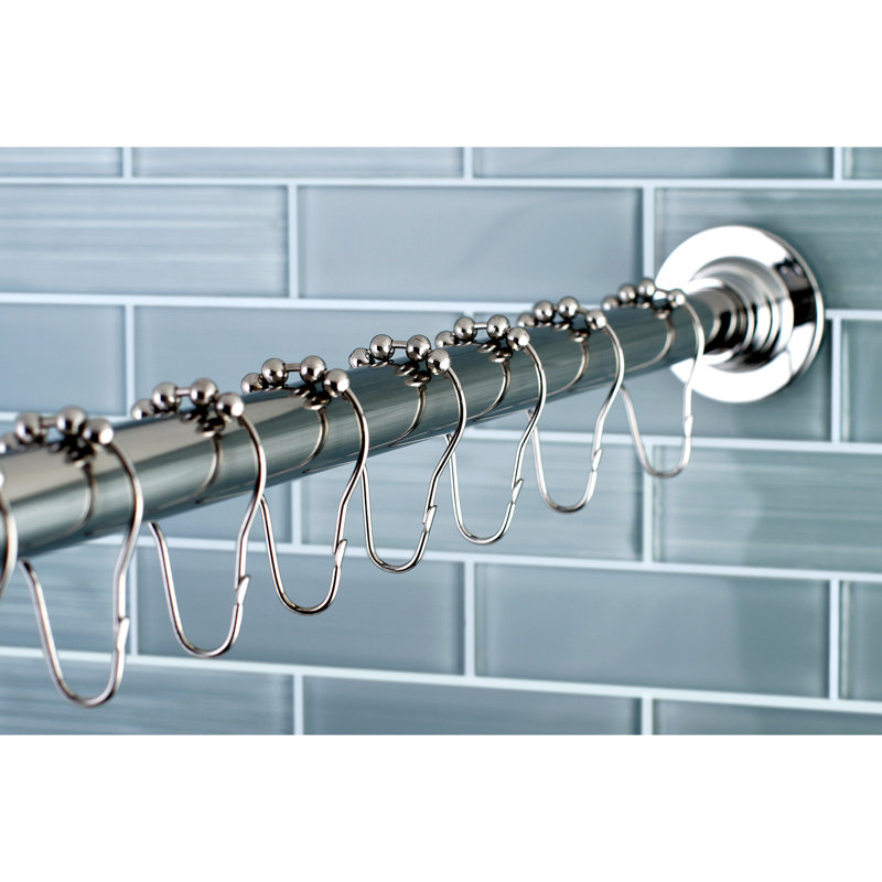 Kingston Brass Edenscape Adjustable Straight Fixed Shower Curtain Rod And Hook Set Reviews Wayfair