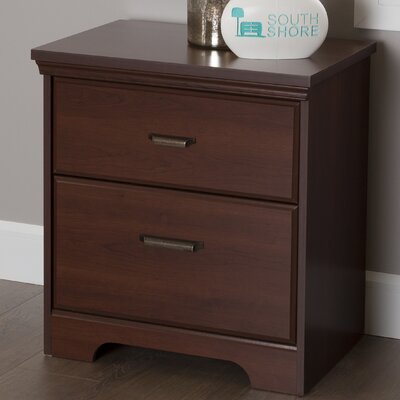 South Shore Versa 2 Drawer Nightstand Color Royal Cherry
