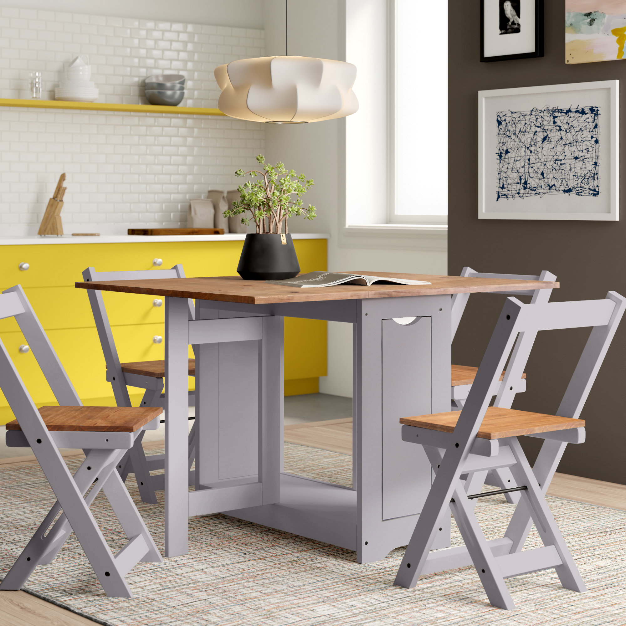 Zipcode Design Essgruppe Southchase Mit Klappbarem Tisch Und 4 Stuhlen Bewertungen Wayfair De