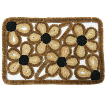 Rubber-Cal Valencia Outdoor Boot Scraper 18 x 30 Decorative Coco Coir Doormat 10-100-518