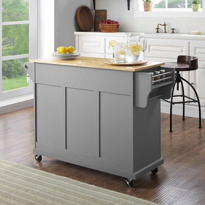 Natural Wood Countertop Kitchen Island hedon kitchen island with natural wood top