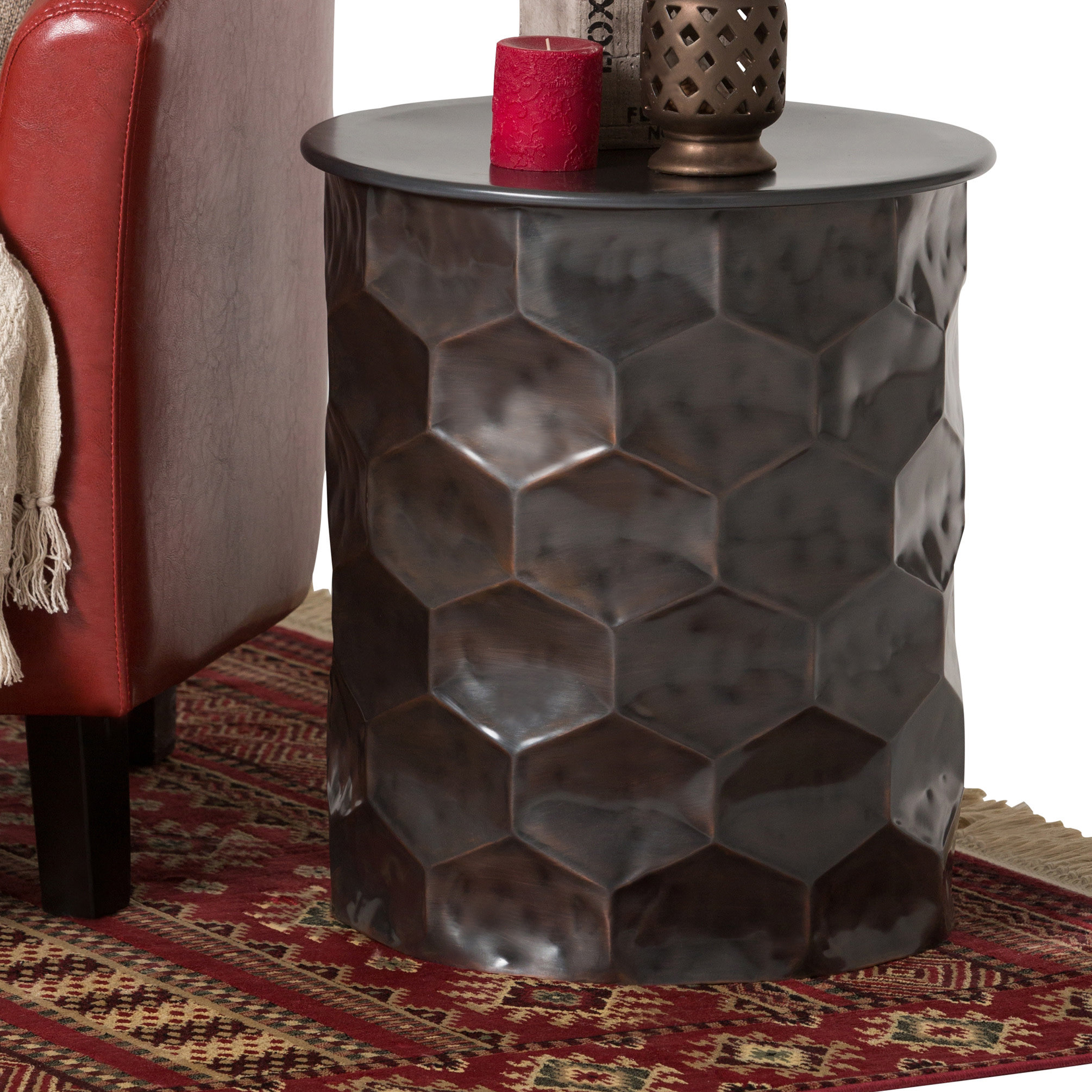 Ivy Bronx Olin 19.5'' Tall Iron Drum End Table & Reviews Wayfair