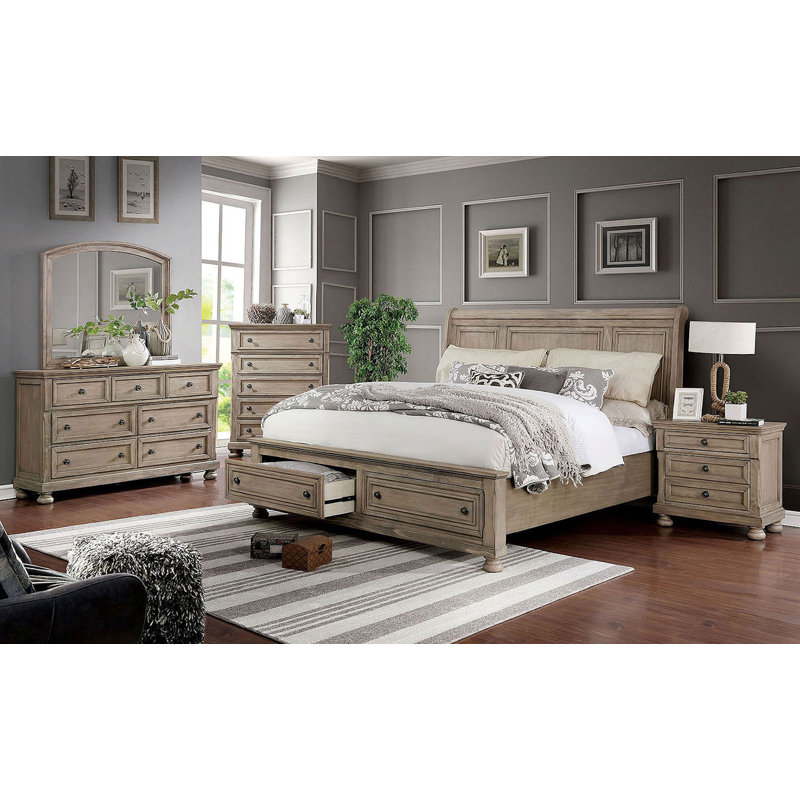 Canora Grey Leiston Sleigh Solid Wood Configurable Bedroom ...