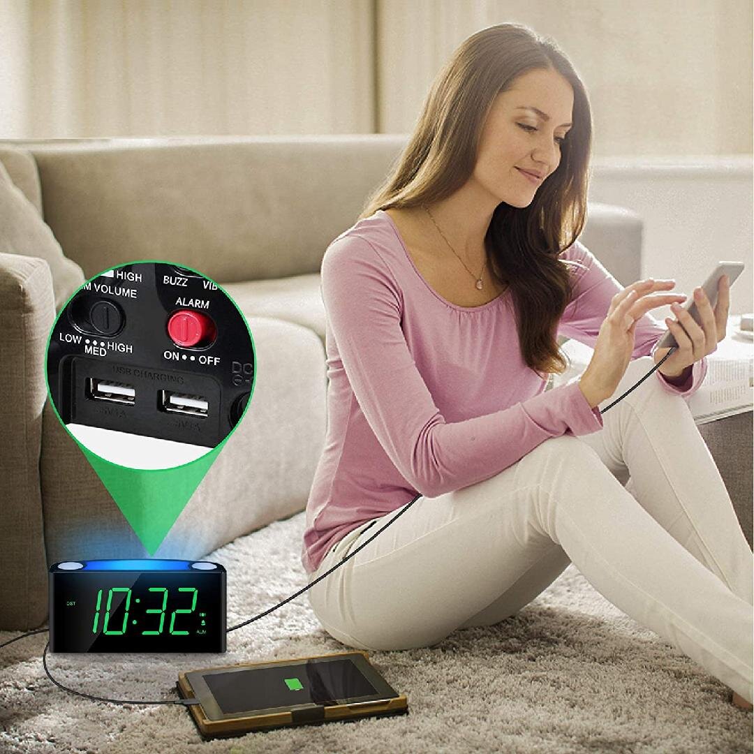 Vibrating Alarm Clock for Heavy Sleepers Deaf Loud Alarm Clock with Bed Shaker 