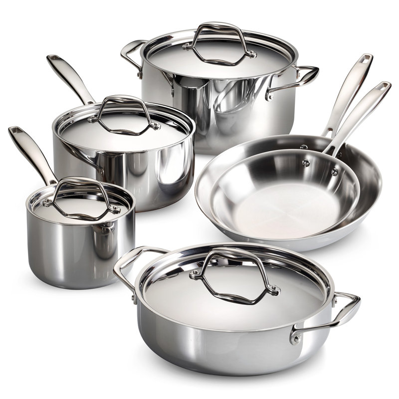 Tramontina Gourmet Tri Ply Clad 10 Piece Stainless Steel Cookware Set Reviews Wayfair