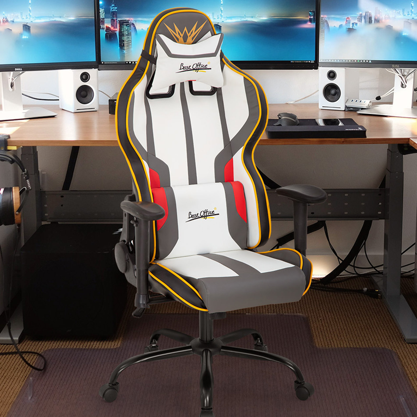 Bestoffice Gaming Chair Racing Office Chair Pc Computer Chair With Lumbar Support Headrest Armrest Task Rolling Swivel Ergonomic Pu Leather E Sports Adjustable Desk Chair For Adults Gamer Girls White Wayfair Ca