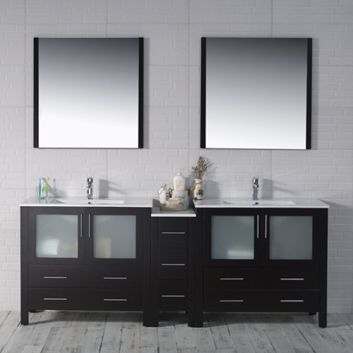 Orren Ellis Mance 84" Double Bathroom Vanity Set with ...