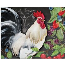 Rooster Natural Brown 16 x 16 Bamboo Wood Glass Cutting Board and Lazy Susan Set Demdaco 1004180146