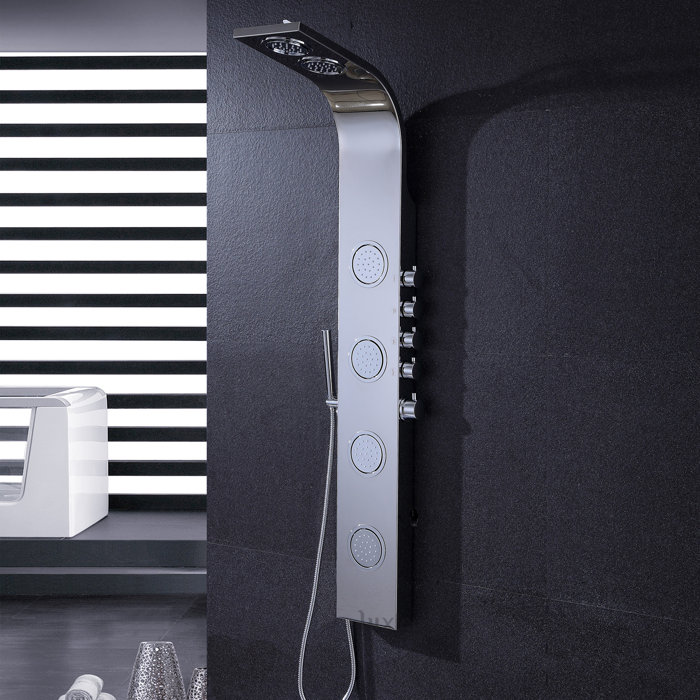 Multi Function Pressure Balanced Rain Shower Head Panel With Mage Jets System And Handheld Includes Rough In Valve Multi Function Pressure Balanced Rain Shower Head Panel With Mage Jets System And Handheld Includes Rough In Valve