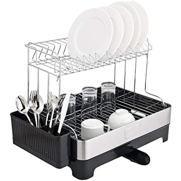 Cutlery Drying Rack Removable Cutlery Tray And Drain Plate, 2 Layer Cutlery  Rack Stainless Steel Kitchen Counter With Adjustable Rotary Spout, Cutlery  ...