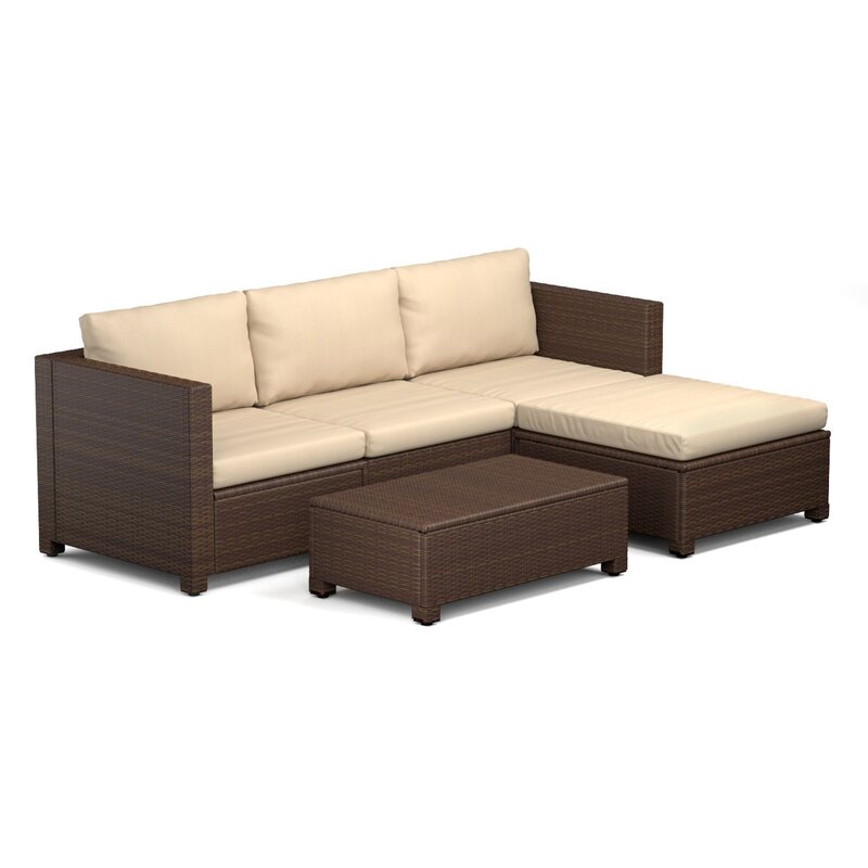 Lachesis 5 Piece Rattan Sectional Set with Cushions