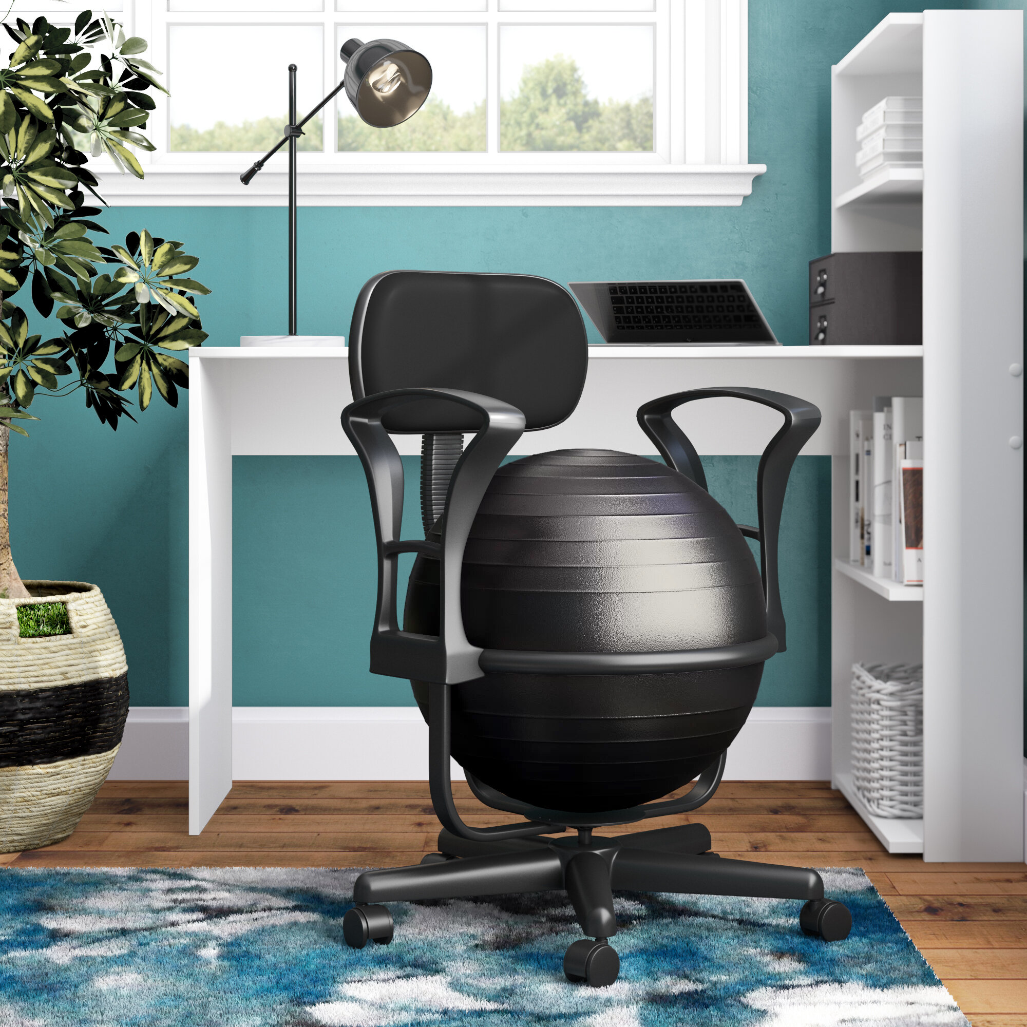 Office Fitness Exercise Ball Chair With Backrest ...