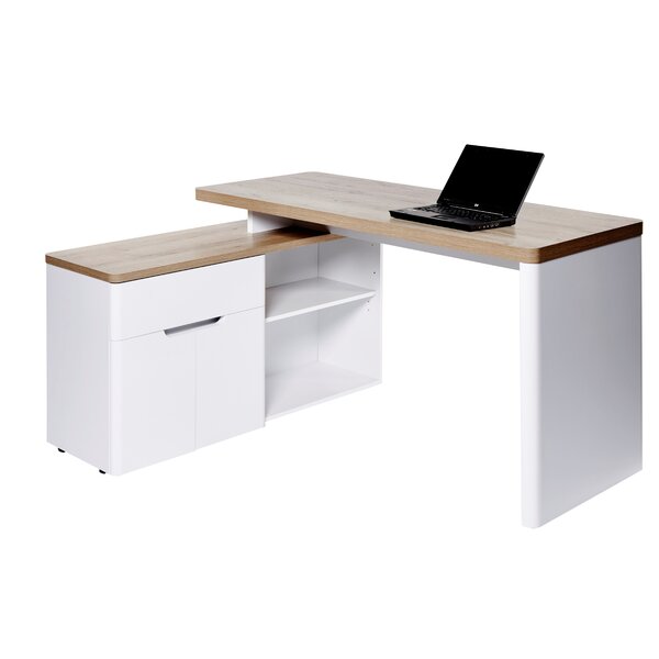 Large Corner Desk L Shape Adjustable White Computer Workstation Office Modern