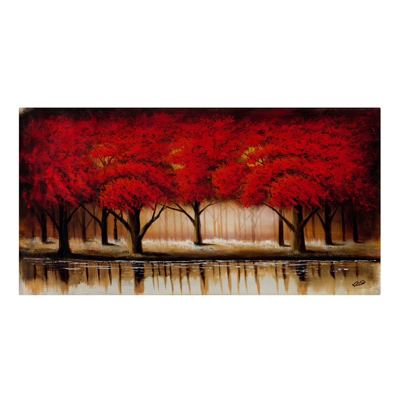 Winston Porter Parade Of Red Trees Wrapped Canvas Graphic Art