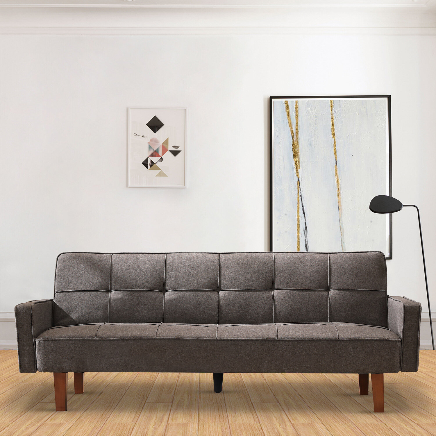 Ebern Designs Ajhani 75 Linen Square Arm Sofa Reviews Wayfair