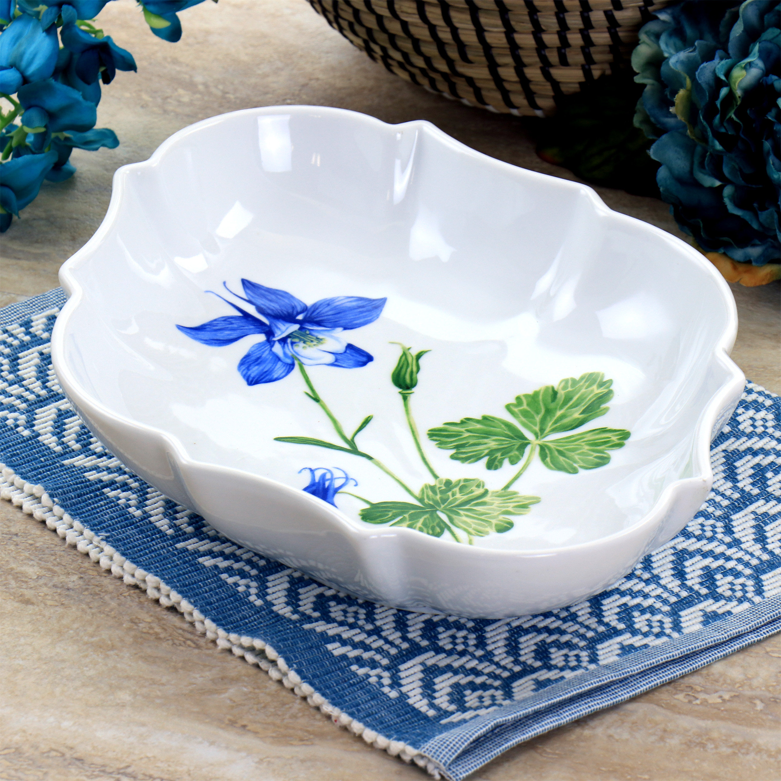 Martha Stewart Botanical Garden 13 Inch Fine Ceramic Serving Platter In White Wayfair