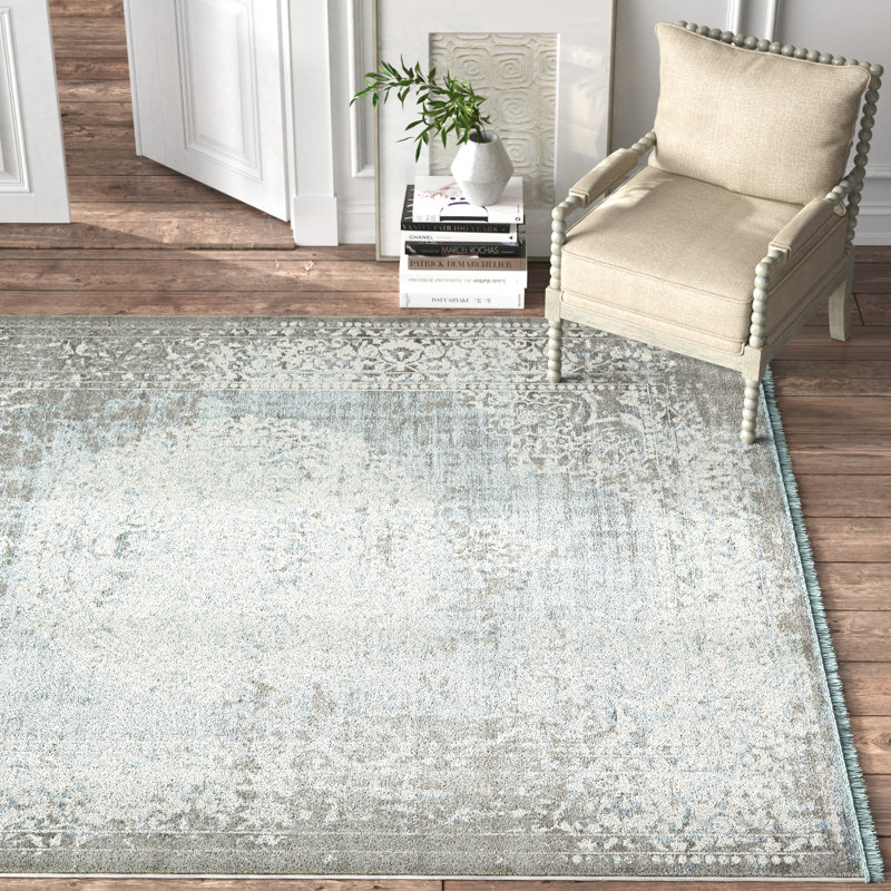 Kelly Clarkson Home Coeur Power Loom Gray Light Blue Ivory Area Rug Reviews Wayfair