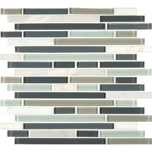 Interlocking Random Sized Glass and Natural Mosaic Tile in Multi